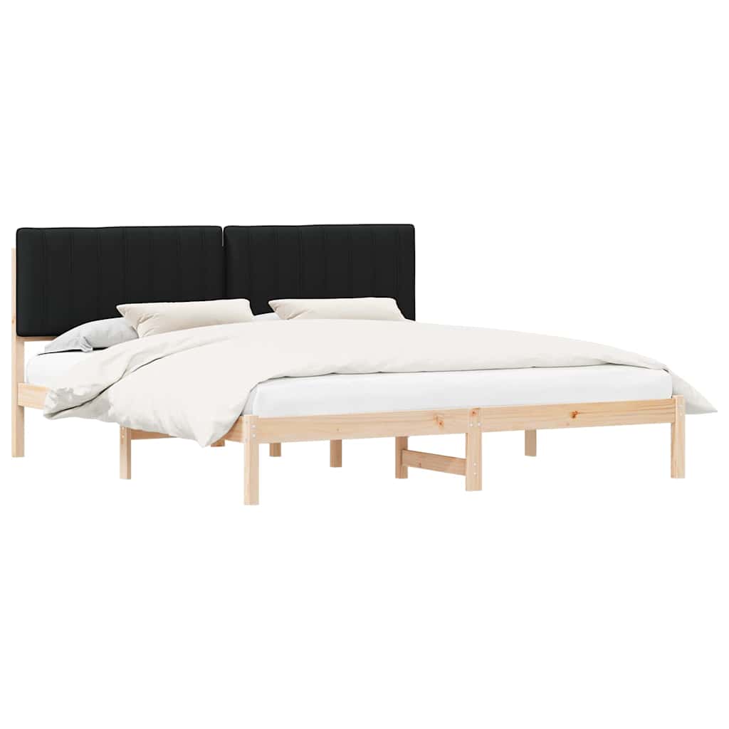 Bettgestell mit gepolstertem Kopfteil Schwarz 180 x 200 cm
