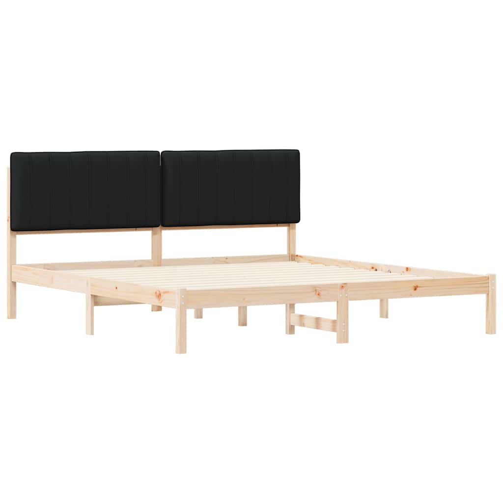 Bettgestell mit gepolstertem Kopfteil Schwarz 180 x 200 cm