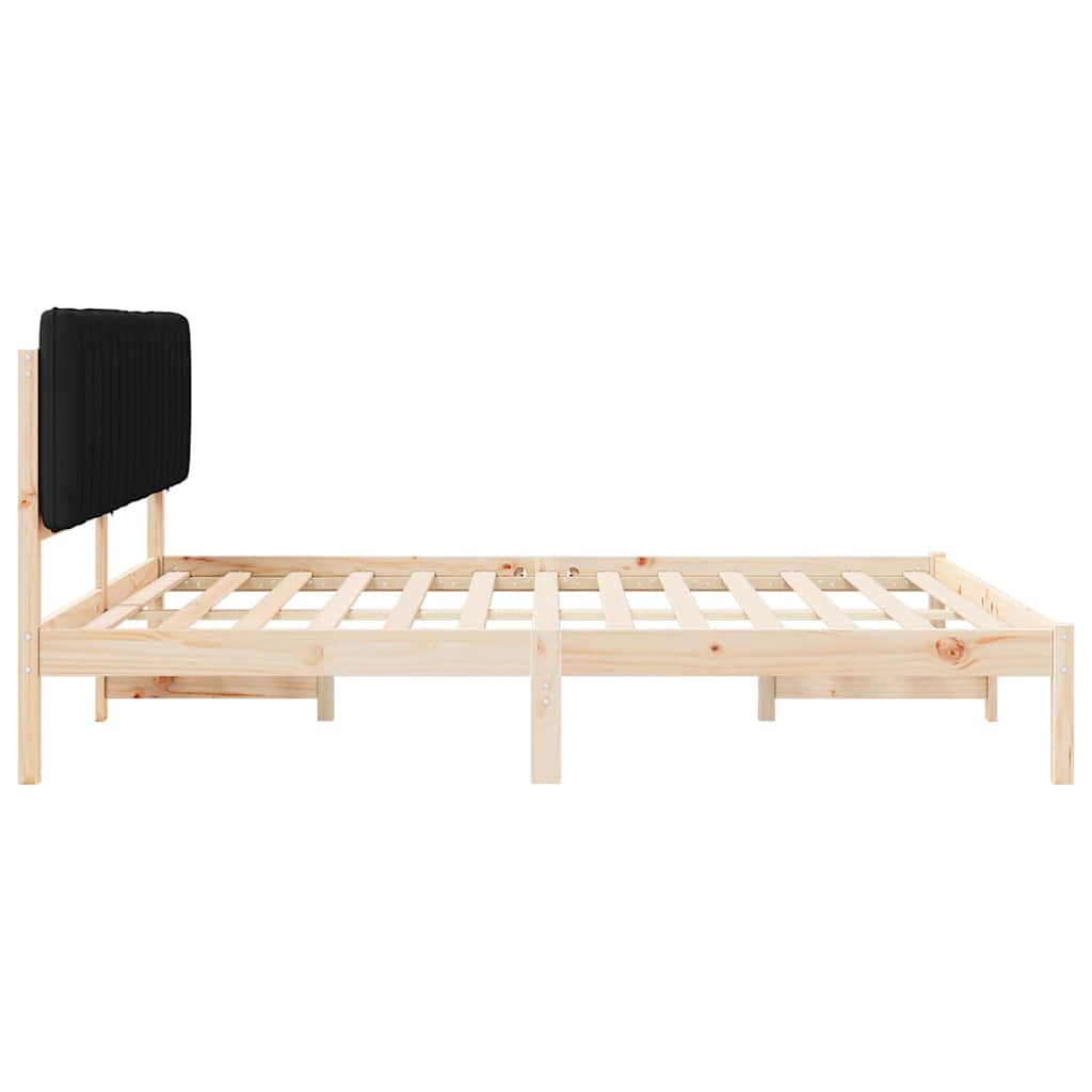 Bettgestell mit gepolstertem Kopfteil Schwarz 180 x 200 cm