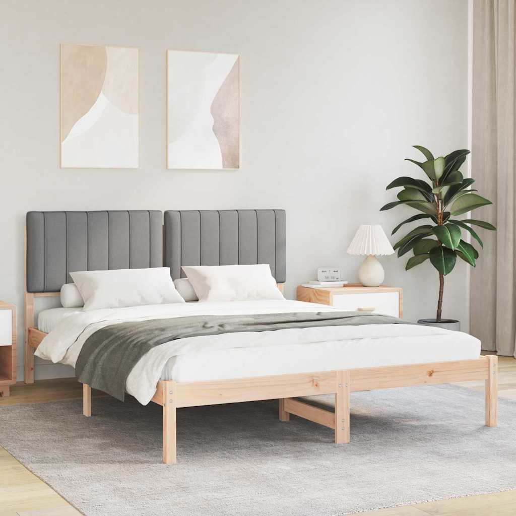 Bettgestell mit gepolstertem Kopfteil Hellgrau 160 x 200 cm