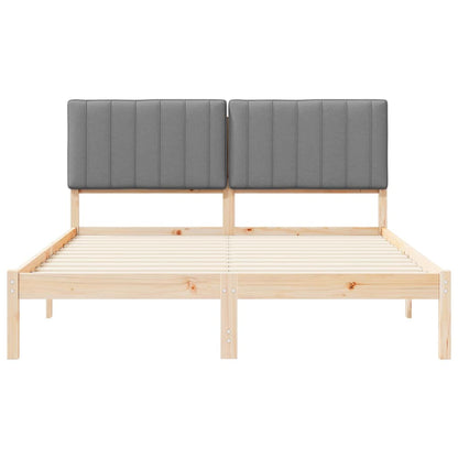 Bettgestell mit gepolstertem Kopfteil Hellgrau 160 x 200 cm