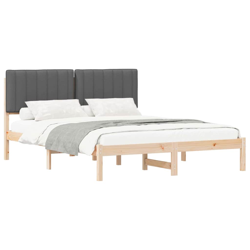Bettgestell mit gepolstertem Kopfteil Dunkelgrau 160 x 200 cm