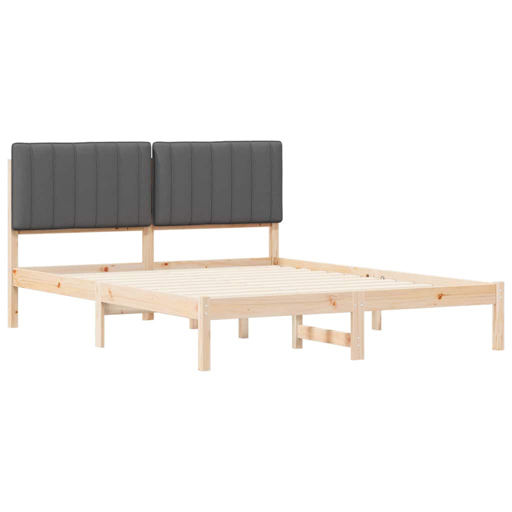 Bettgestell mit gepolstertem Kopfteil Dunkelgrau 160 x 200 cm