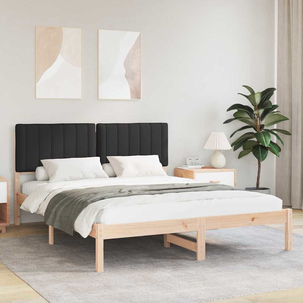 Bettgestell mit gepolstertem Kopfteil Schwarz 160 x 200 cm