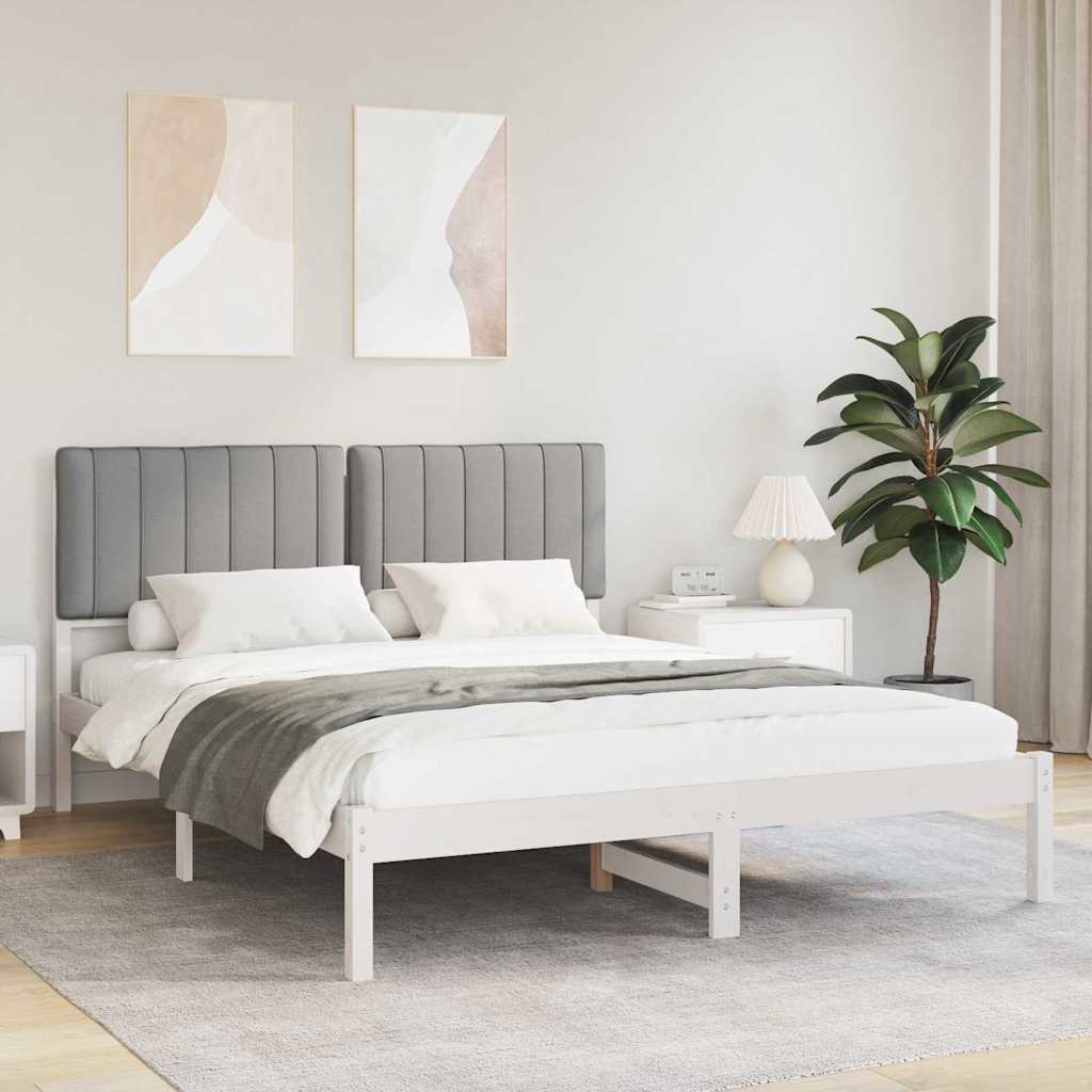 Bettgestell mit gepolstertem Kopfteil Hellgrau 160 x 200 cm