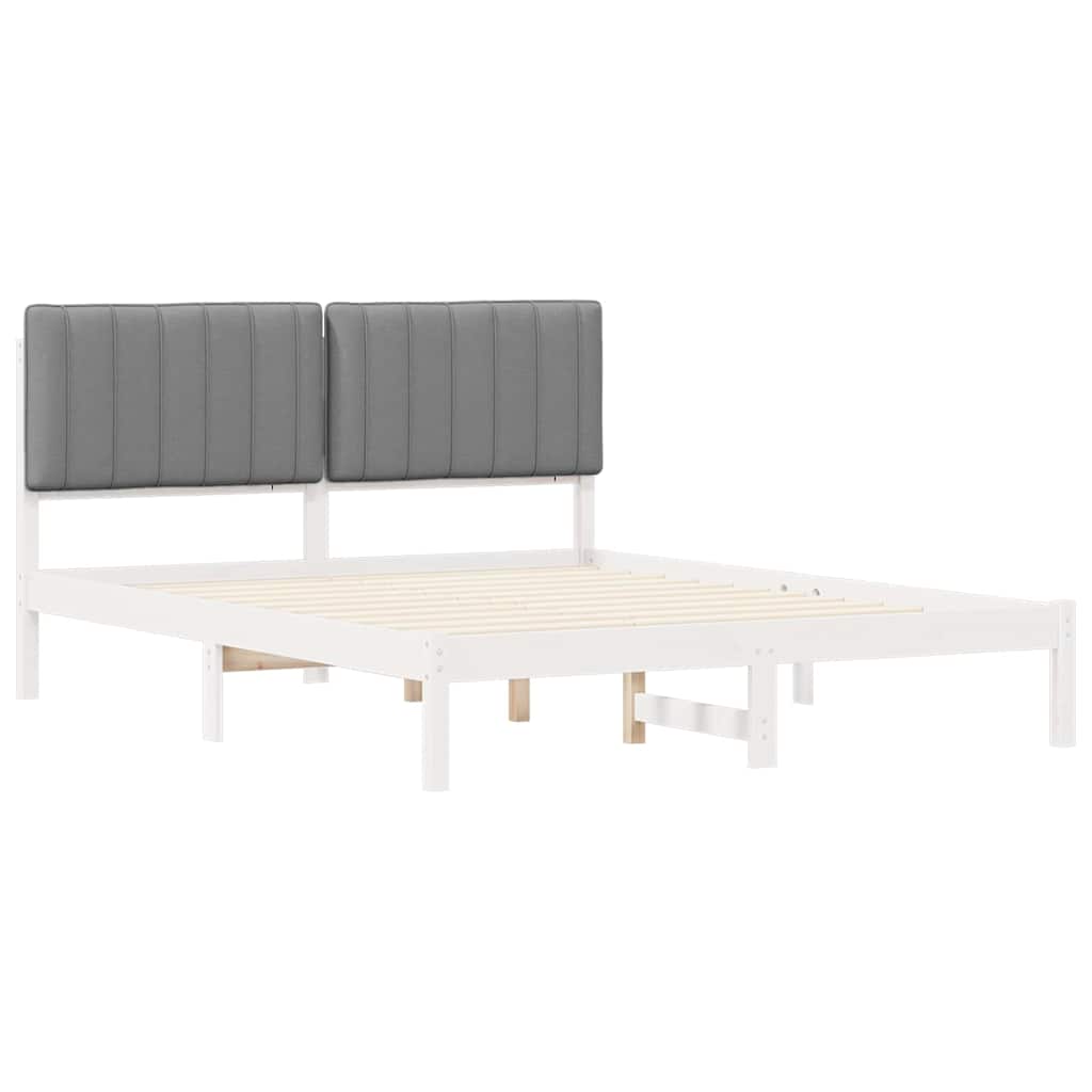 Bettgestell mit gepolstertem Kopfteil Hellgrau 160 x 200 cm