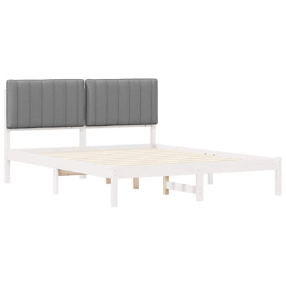 Bettgestell mit gepolstertem Kopfteil Hellgrau 160 x 200 cm
