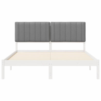 Bettgestell mit gepolstertem Kopfteil Hellgrau 160 x 200 cm