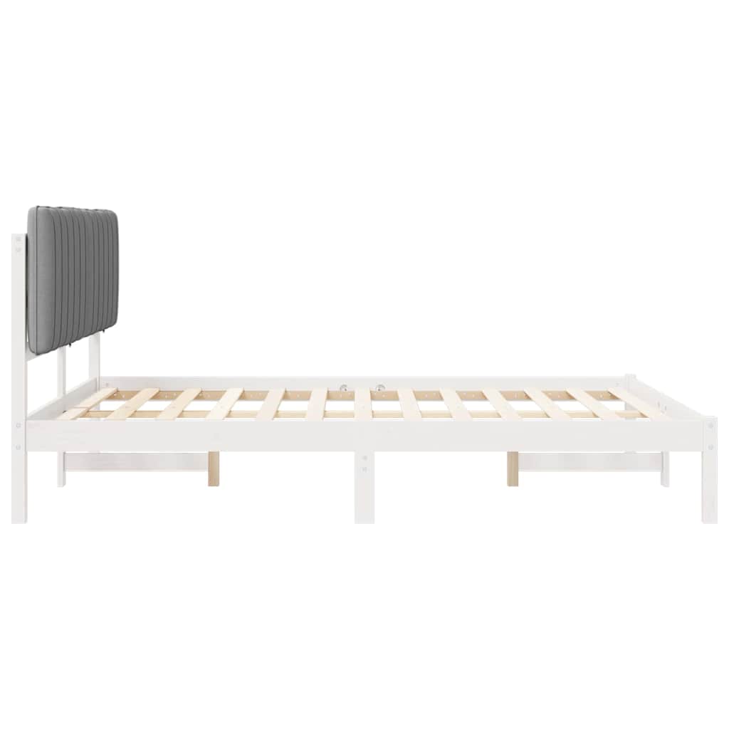 Bettgestell mit gepolstertem Kopfteil Hellgrau 160 x 200 cm