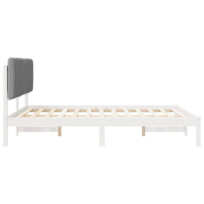 Bettgestell mit gepolstertem Kopfteil Hellgrau 160 x 200 cm