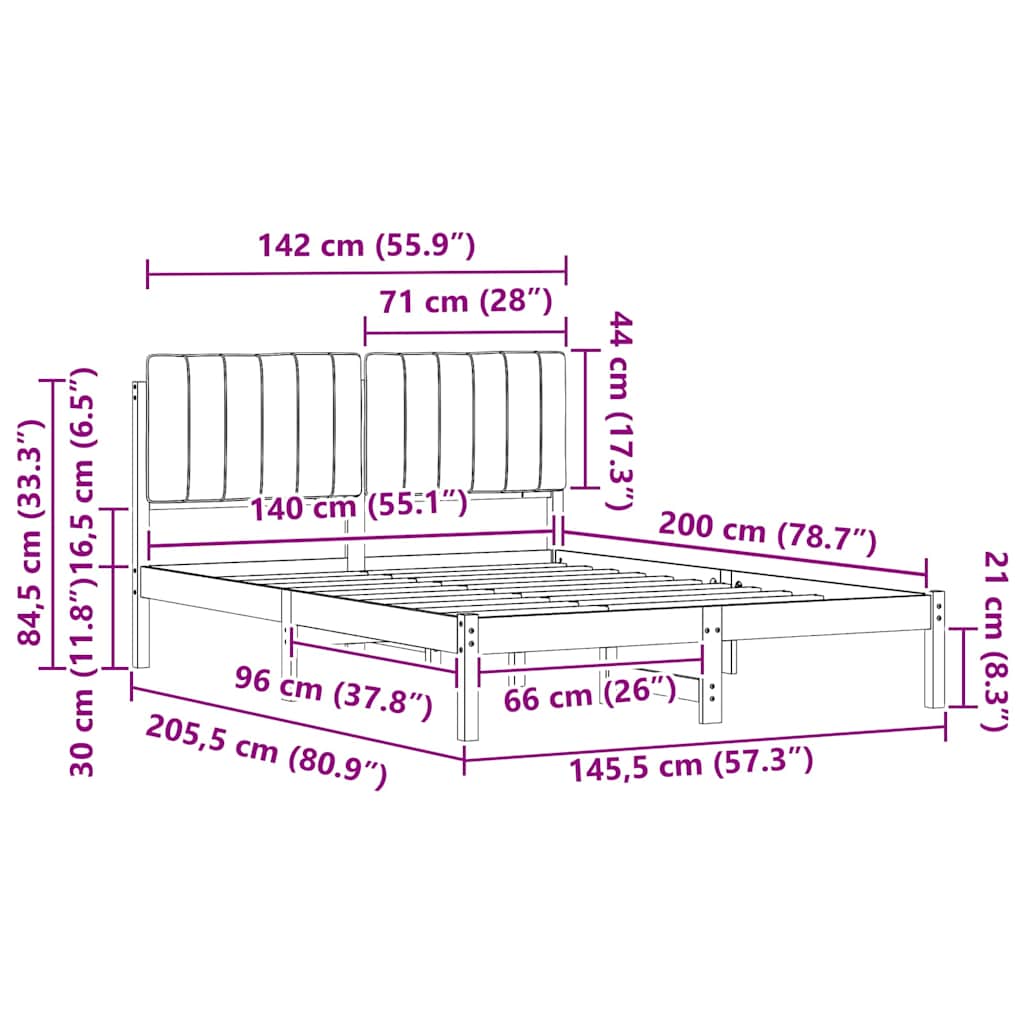 Bettgestell mit gepolstertem Kopfteil Hellgrau 140 x 200 cm