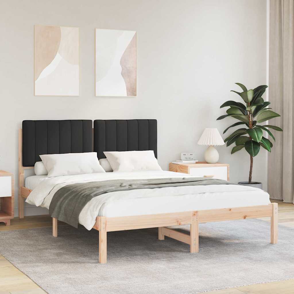 Bettgestell mit gepolstertem Kopfteil Schwarz 140 x 200 cm