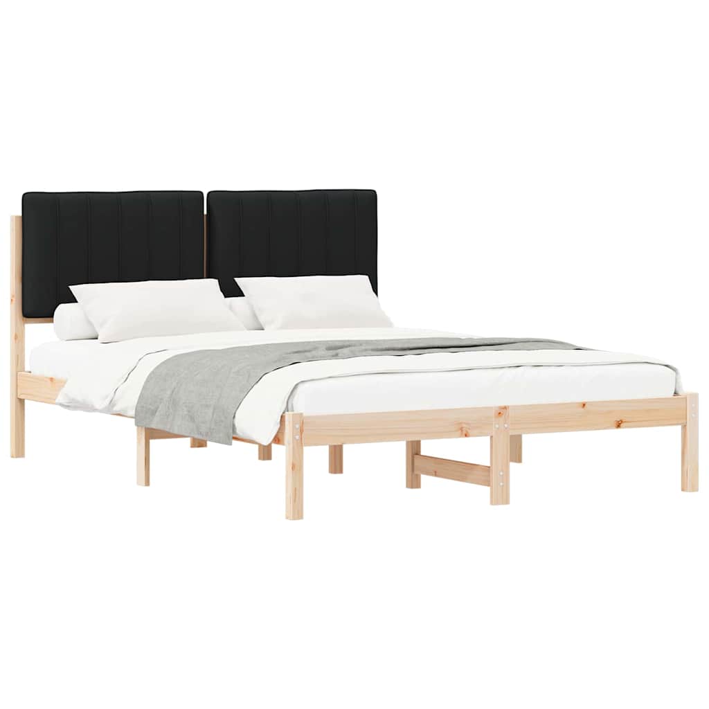 Bettgestell mit gepolstertem Kopfteil Schwarz 140 x 200 cm