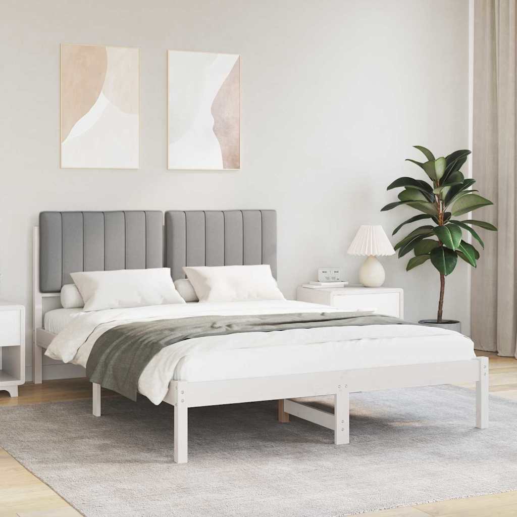 Bettgestell mit gepolstertem Kopfteil Hellgrau 140 x 200 cm