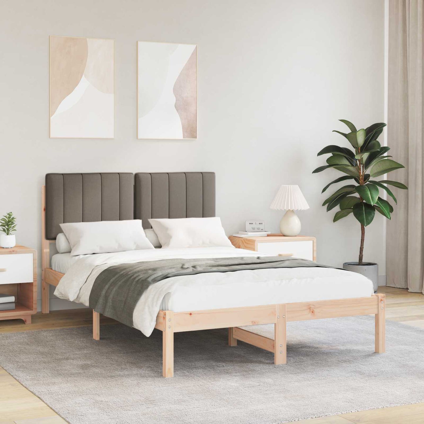 Bettgestell mit gepolstertem Kopfteil Taupe 120 x 190 cm