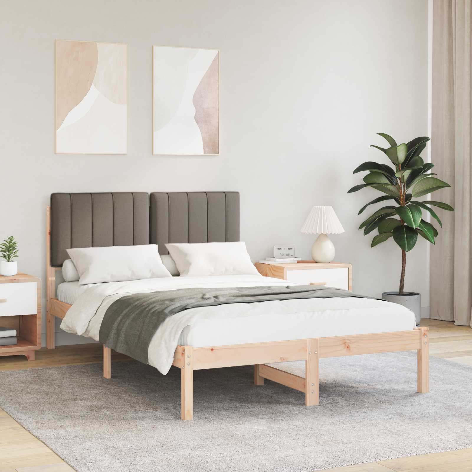 Bettgestell mit gepolstertem Kopfteil Taupe 120 x 190 cm