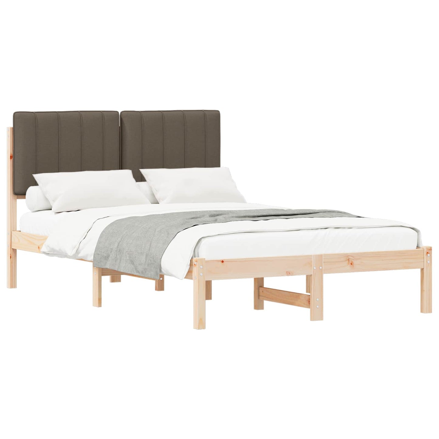 Bettgestell mit gepolstertem Kopfteil Taupe 120 x 190 cm