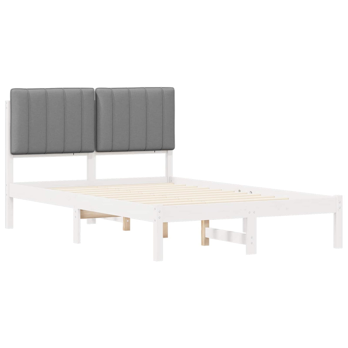 Bettgestell mit gepolstertem Kopfteil Hellgrau 120 x 190 cm