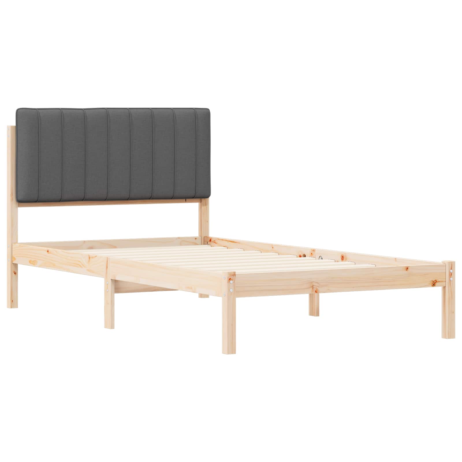 Bettgestell mit gepolstertem Kopfteil Dunkelgrau 100 x 200 cm
