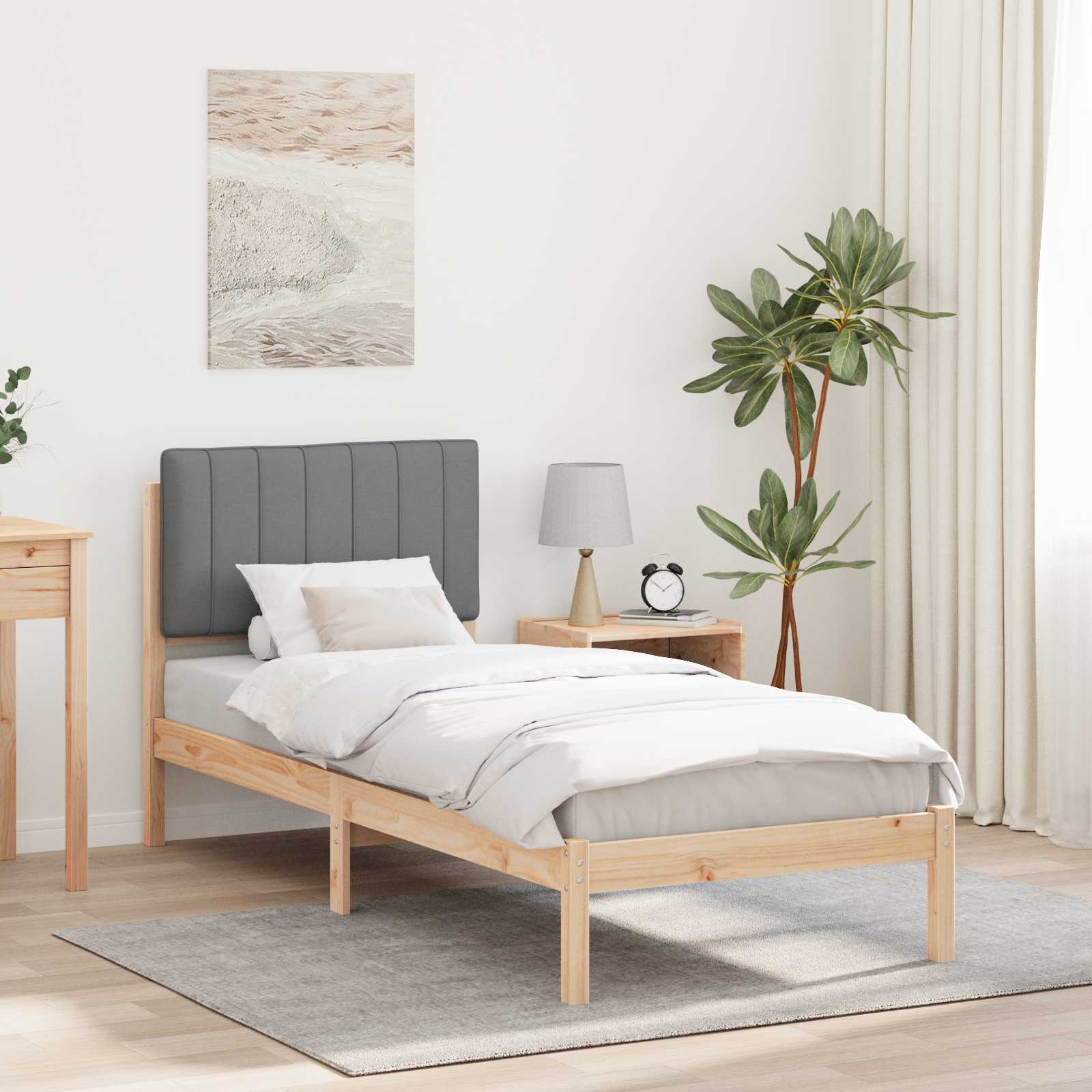 Bettgestell mit gepolstertem Kopfteil Hellgrau 80 x 200 cm