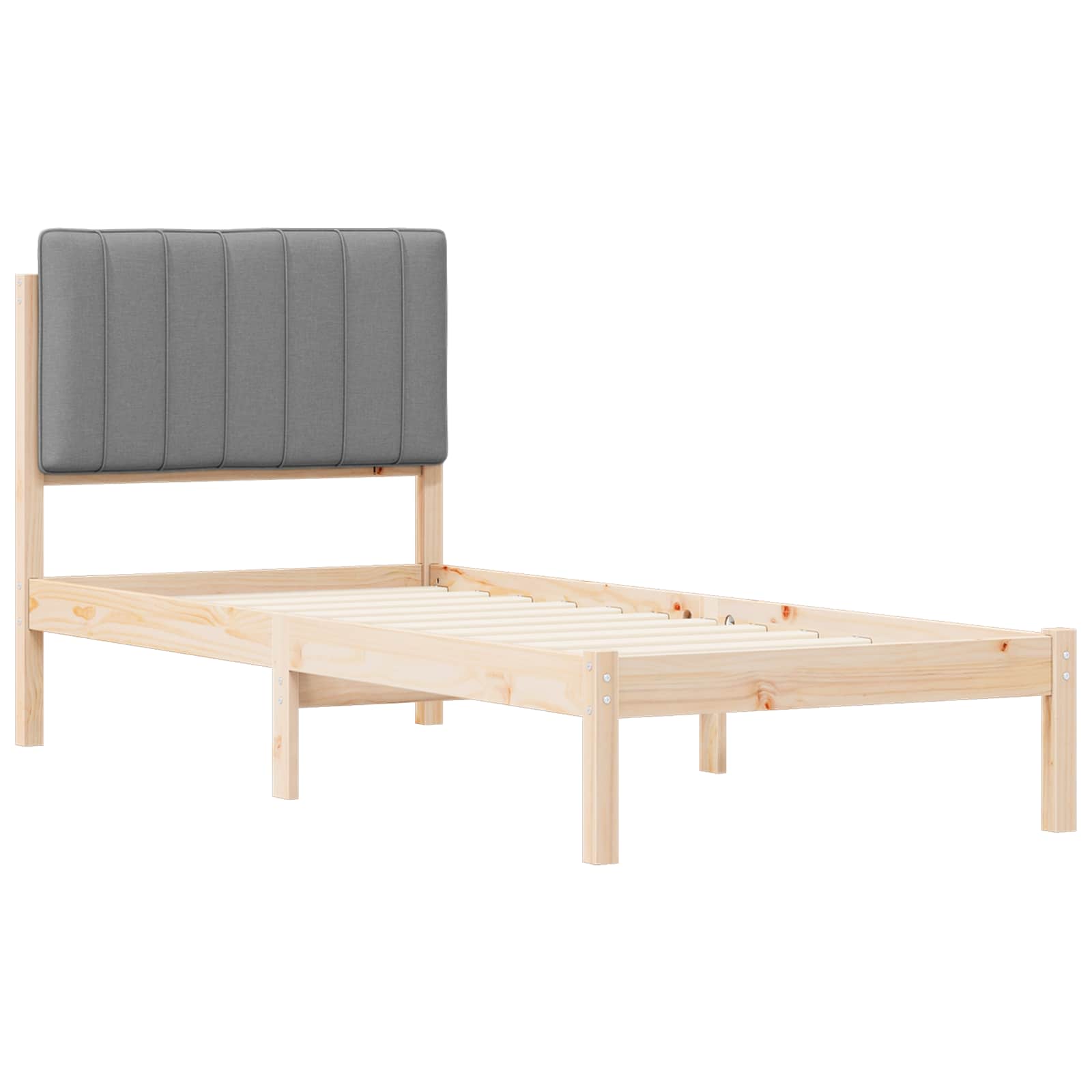 Bettgestell mit gepolstertem Kopfteil Hellgrau 80 x 200 cm