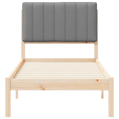 Bettgestell mit gepolstertem Kopfteil Hellgrau 80 x 200 cm