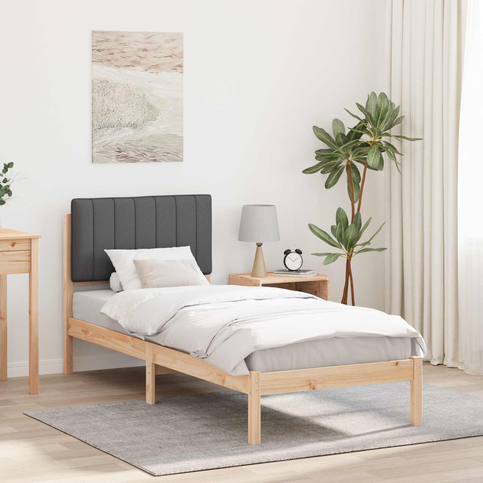 Bettgestell mit gepolstertem Kopfteil Dunkelgrau 80 x 200 cm