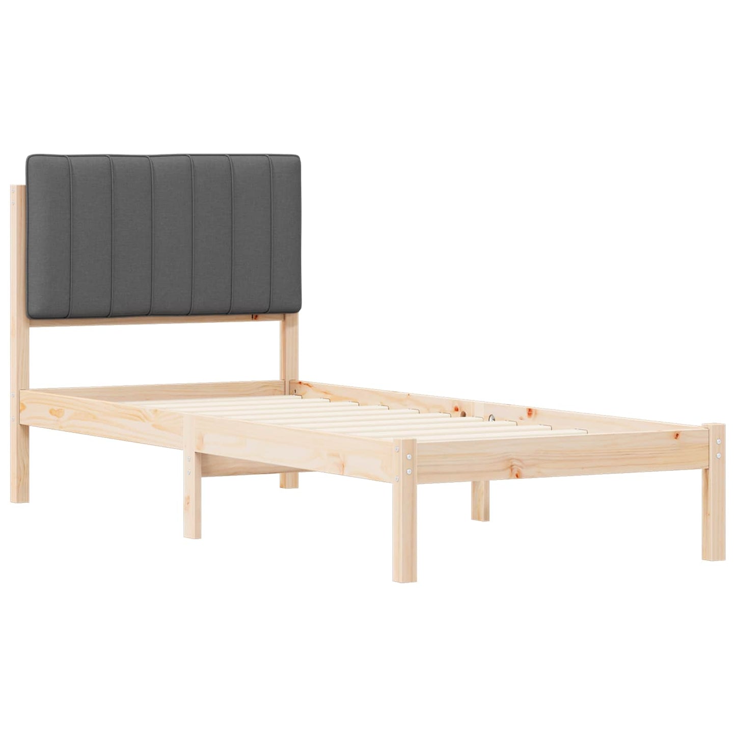 Bettgestell mit gepolstertem Kopfteil Dunkelgrau 80 x 200 cm