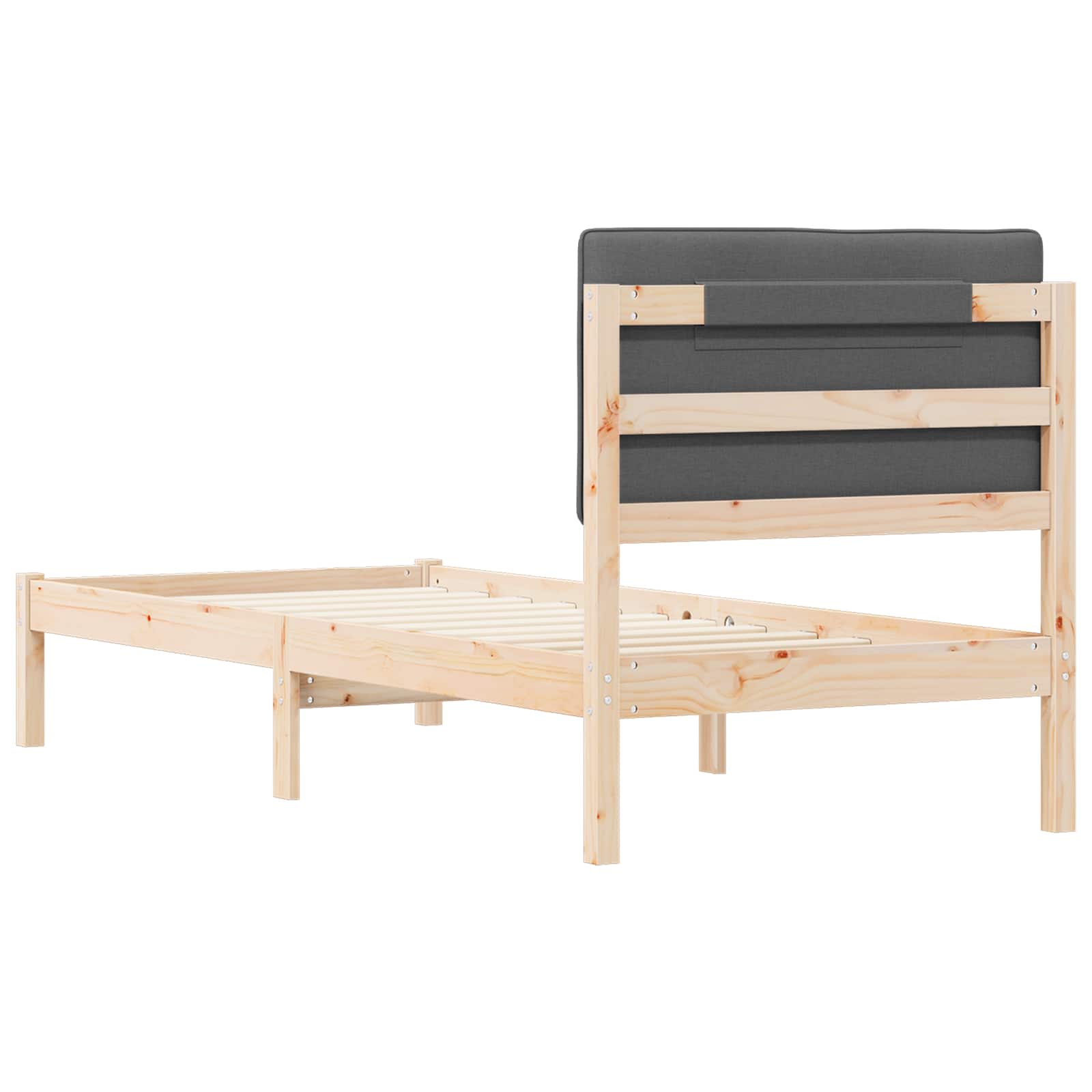 Bettgestell mit gepolstertem Kopfteil Dunkelgrau 80 x 200 cm