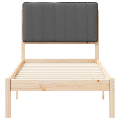 Bettgestell mit gepolstertem Kopfteil Dunkelgrau 80 x 200 cm