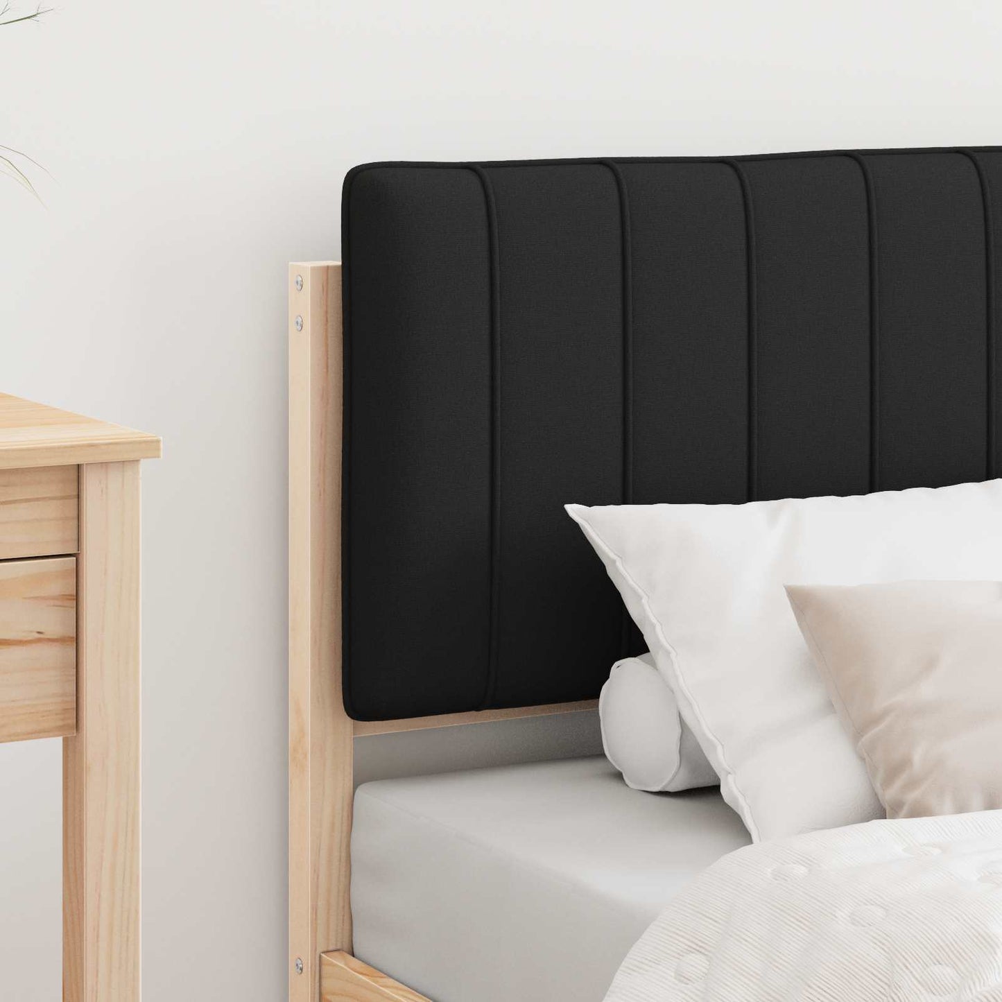 Bettgestell mit gepolstertem Kopfteil Schwarz 80 x 200 cm