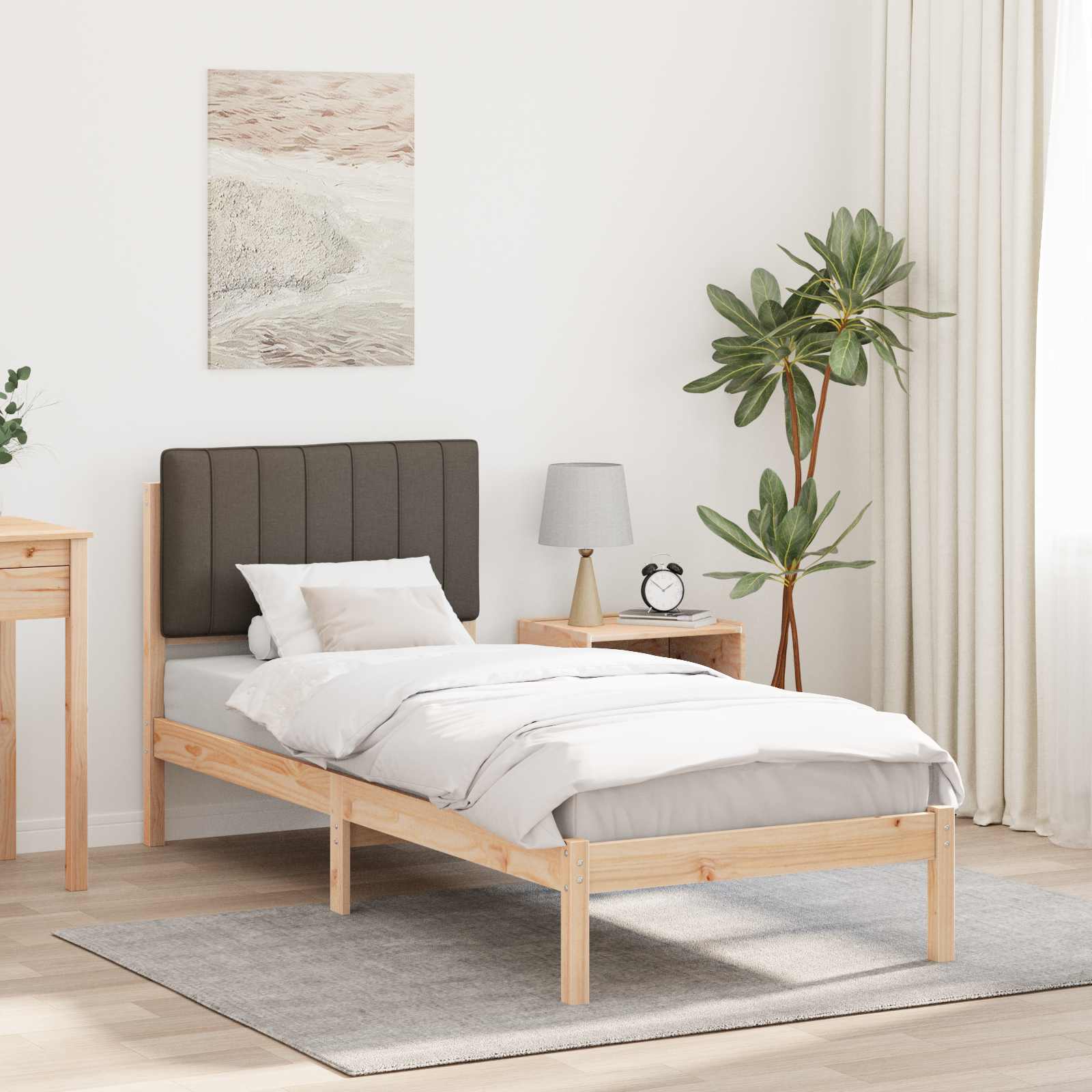 Bettgestell mit gepolstertem Kopfteil Taupe 80 x 200 cm