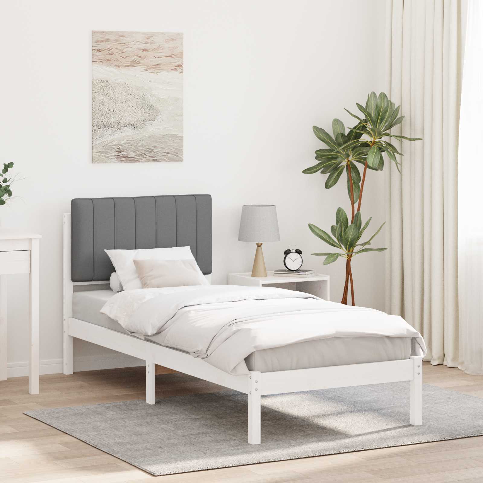 Bettgestell mit gepolstertem Kopfteil Hellgrau 80 x 200 cm