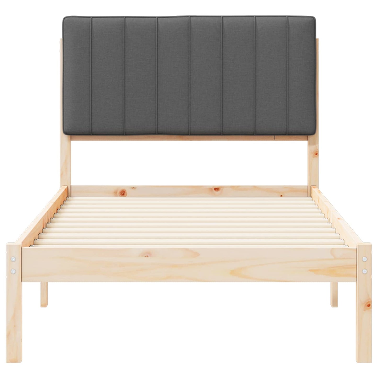Bettgestell mit gepolstertem Kopfteil Dunkelgrau 90 x 190 cm