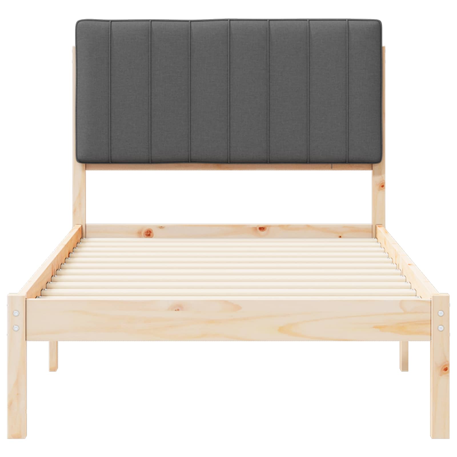 Bettgestell mit gepolstertem Kopfteil Dunkelgrau 90 x 190 cm