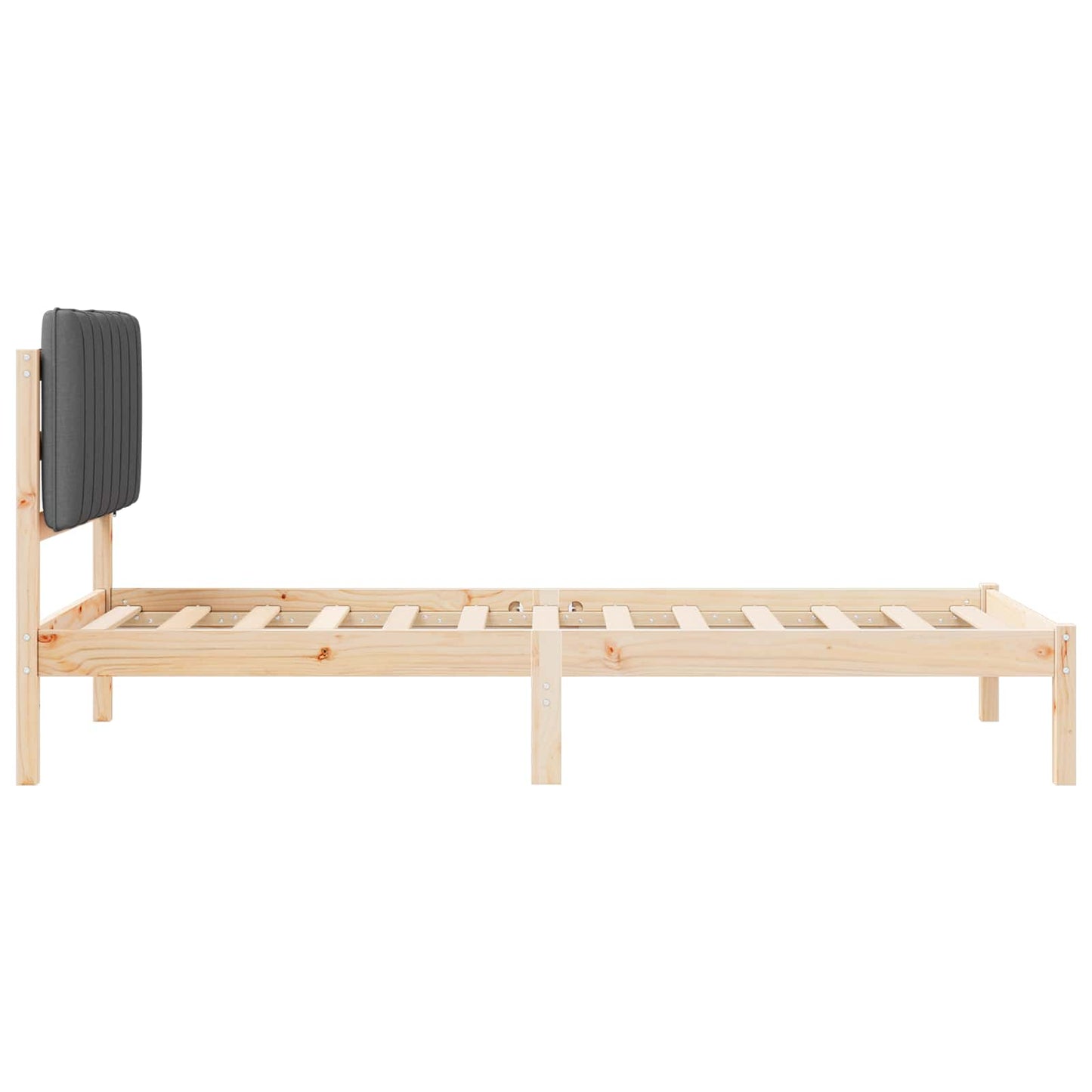 Bettgestell mit gepolstertem Kopfteil Dunkelgrau 90 x 190 cm