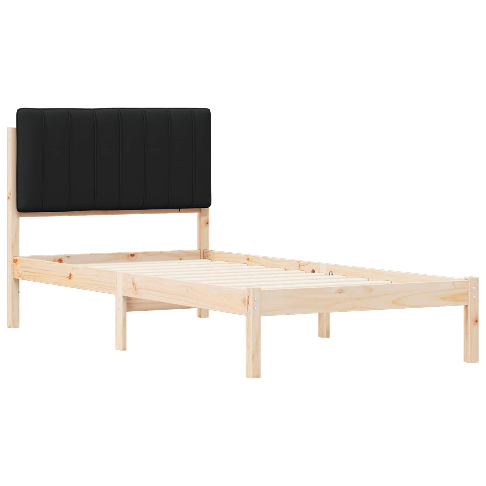 Bettgestell mit gepolstertem Kopfteil Schwarz 90 x 190 cm