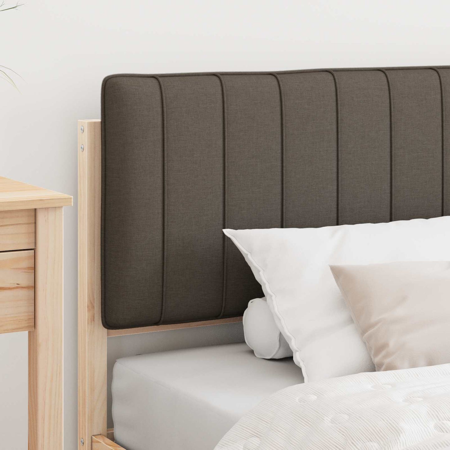 Bettgestell mit gepolstertem Kopfteil Taupe 90 x 190 cm