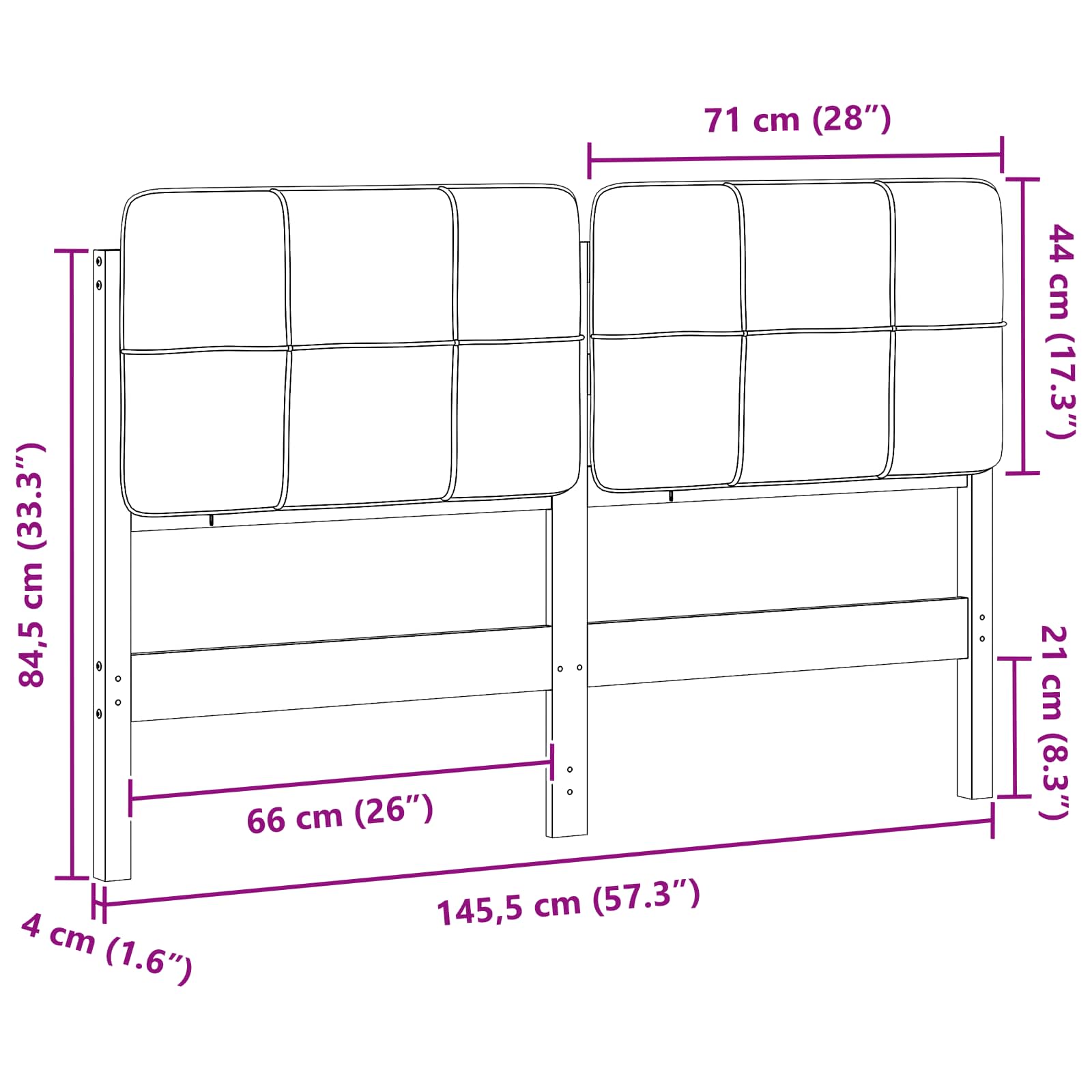 Gepolstertes Kopfteil mit Kopfteil Braun und Taupe 140 cm