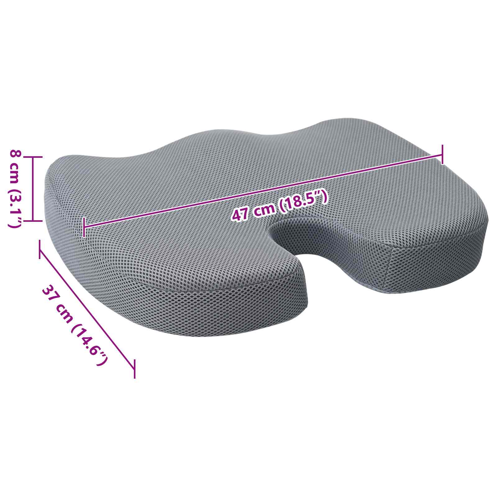 Sitzkissen Viscoschaum Grau 47 x 37 x 8 cm