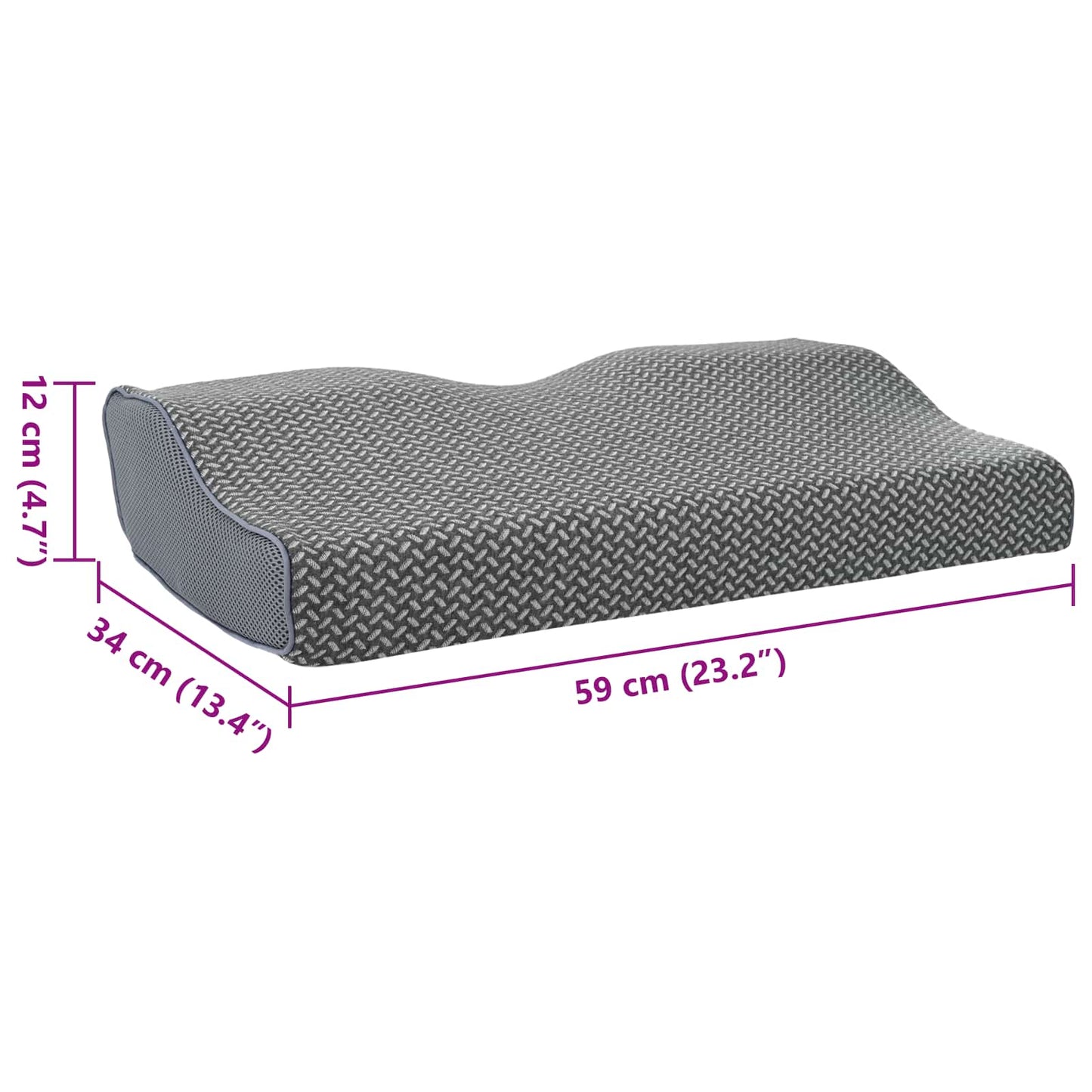 Nackenkissen Grau Viscoschaum 59 x 34 x 12 cm