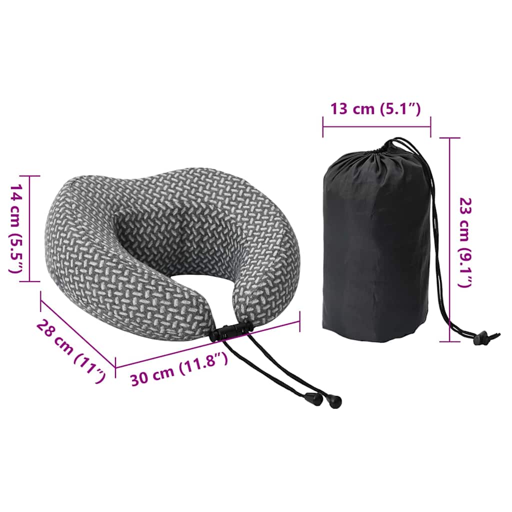 Reisekopfkissen für den Nacken Grau Viscoschaum 30 x 28 x 14 cm