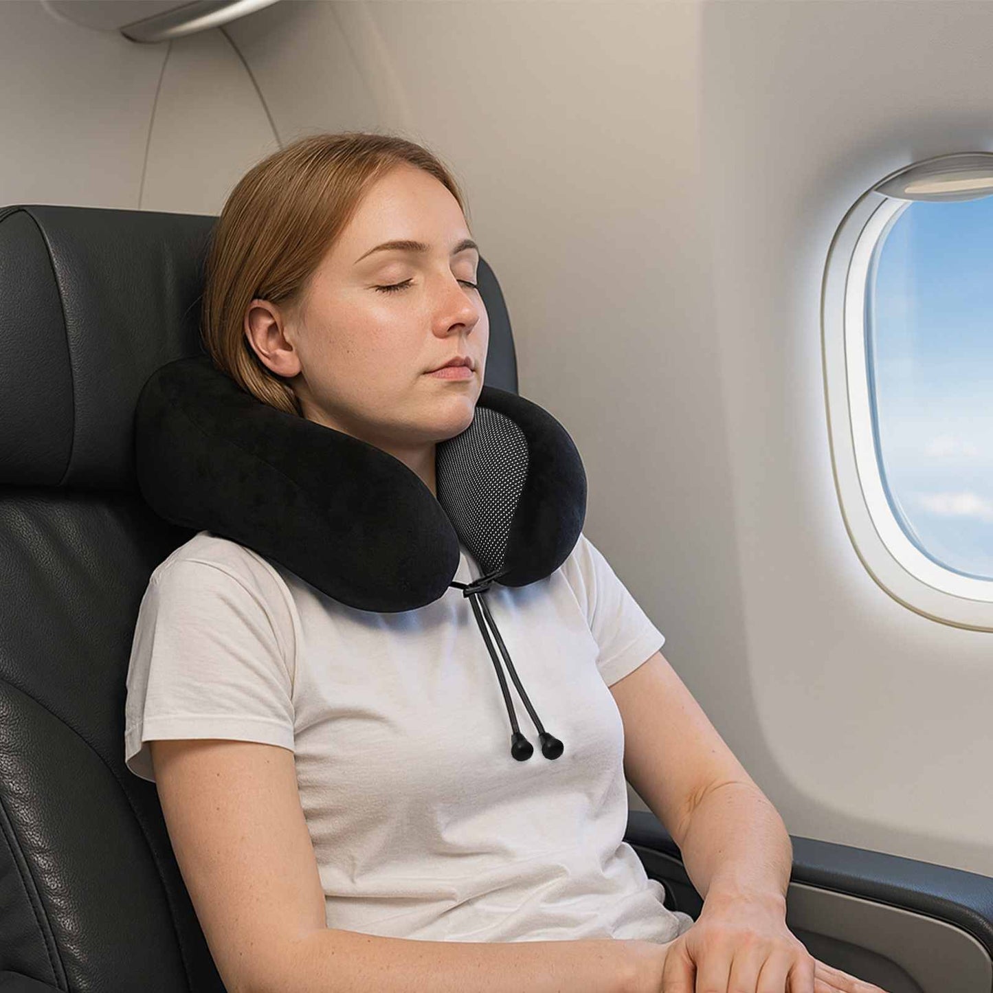 Reisekopfkissen für den Nacken Schwarz Viscoschaum