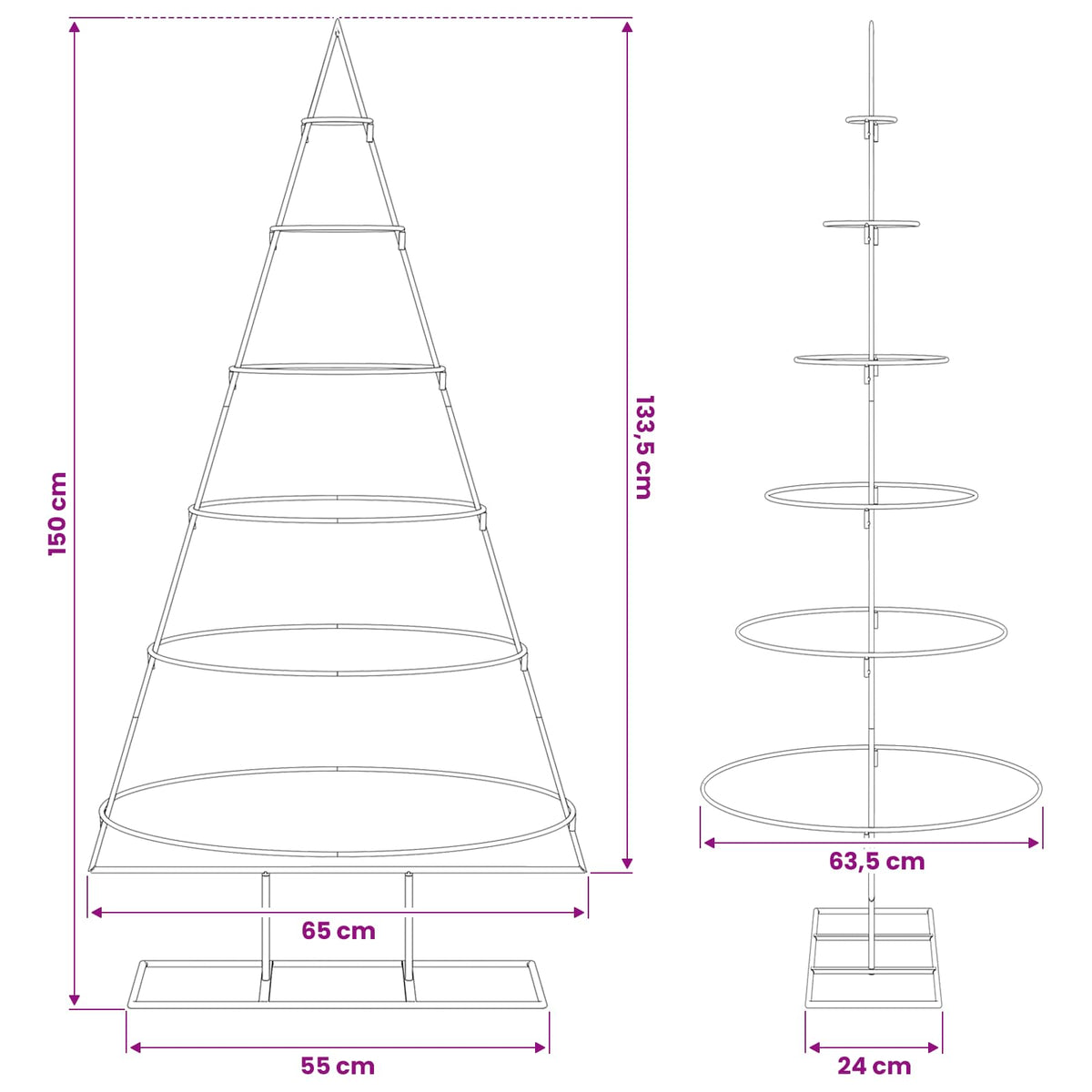 Metall Weihnachtsbaum Gold 148 cm Pulverbeschichteter Stahl