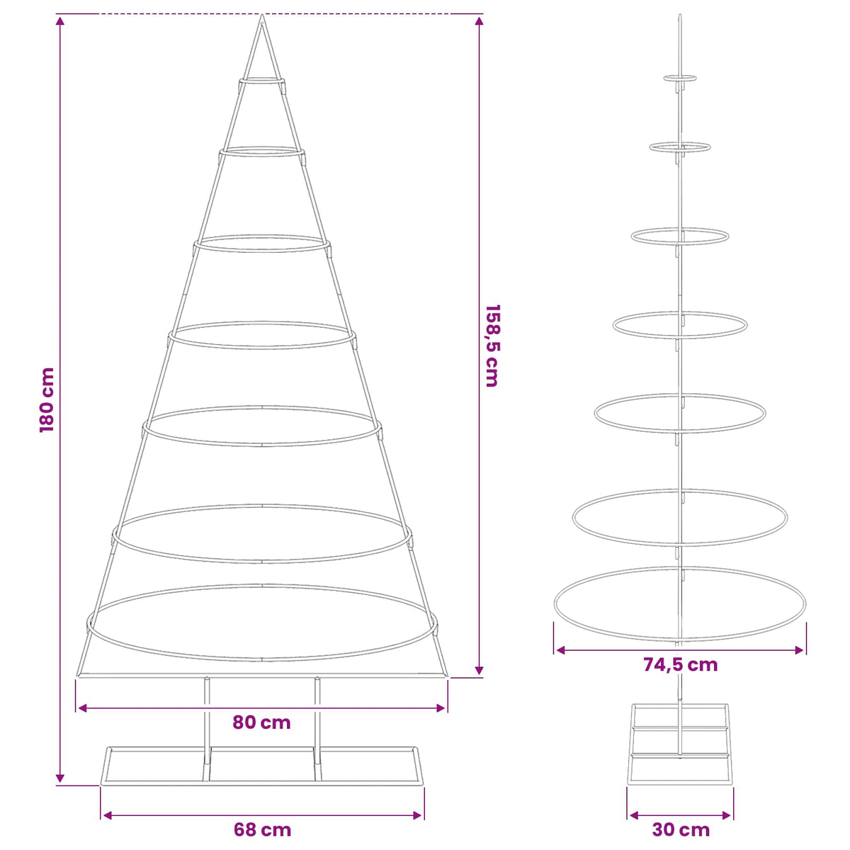 Metall Weihnachtsbaum Gold 180 cm Pulverbeschichteter Stahl