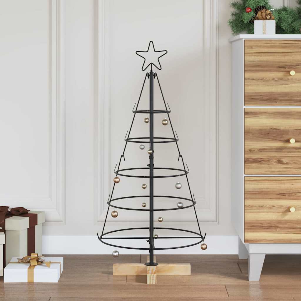 Weihnachtsdeko mit Ständer Schwarz 90 cm Stahl