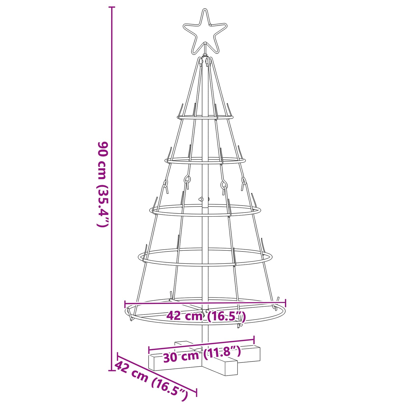 Weihnachtsdeko mit Ständer Schwarz 90 cm Stahl