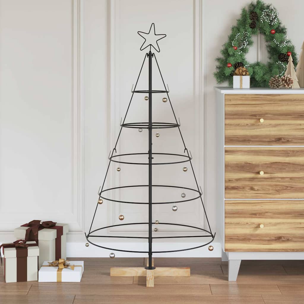 Weihnachtsdeko mit Ständer Schwarz 126 cm Stahl