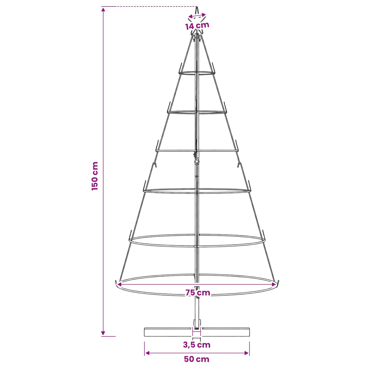 Metall-Weihnachtsbaum mit Ständer KUOPIO 150 cm Stahl Schwarz