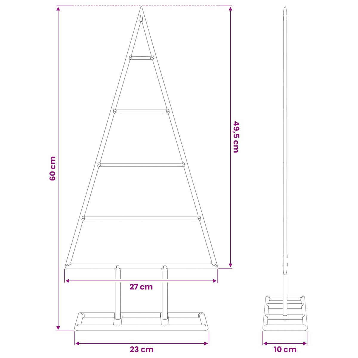 Metall Weihnachtsbaum Gold 60 cm Pulverbeschichteter Stahl
